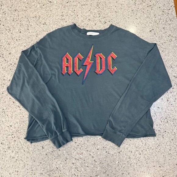 Daydreamer LA AC/DC Cropped Long Sleeve Band Tee Vintage Rock Graphic Size S - Picture 4 of 10